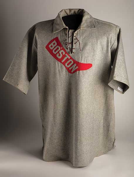 Wright & Ditson, Boston Red Sox Uniform Shirt, worn by Jesse Tannehill, 1908, wool flannel