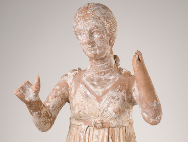 Orante Figure, South Italian, 4th-3rd century BCE, Terracotta with white slip, Stoddard Acquisition Fund, 2008.50