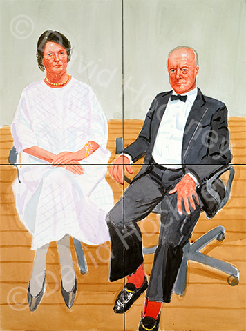 David Hockney, <i>George and Mary Christie</i>, 2002, Watercolor on 4 sheets of paper
