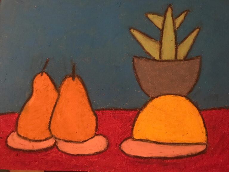 Sam Tomasiello, 'A Cactus and Two Pears', oil pastel