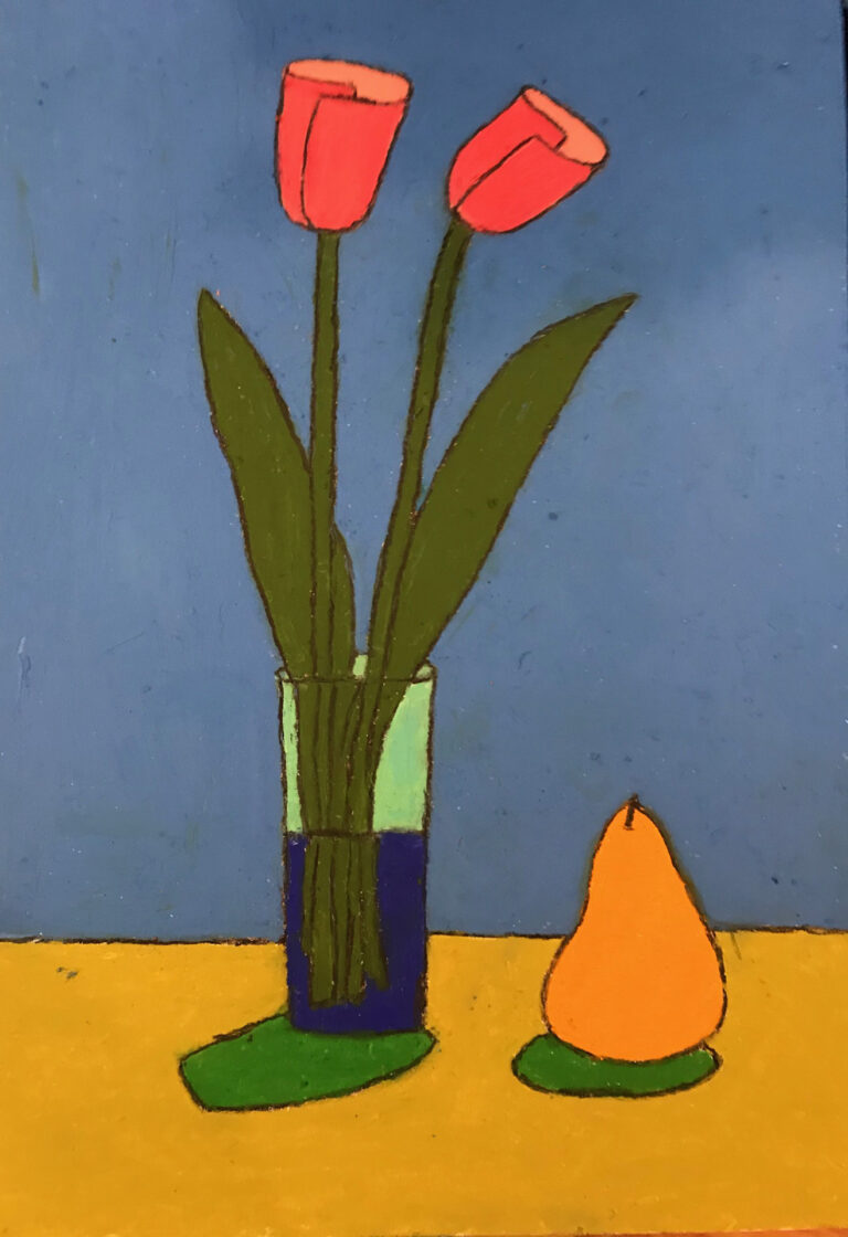 Sam Tomasiello, 'Two Tulips and a Pear', oil pastel