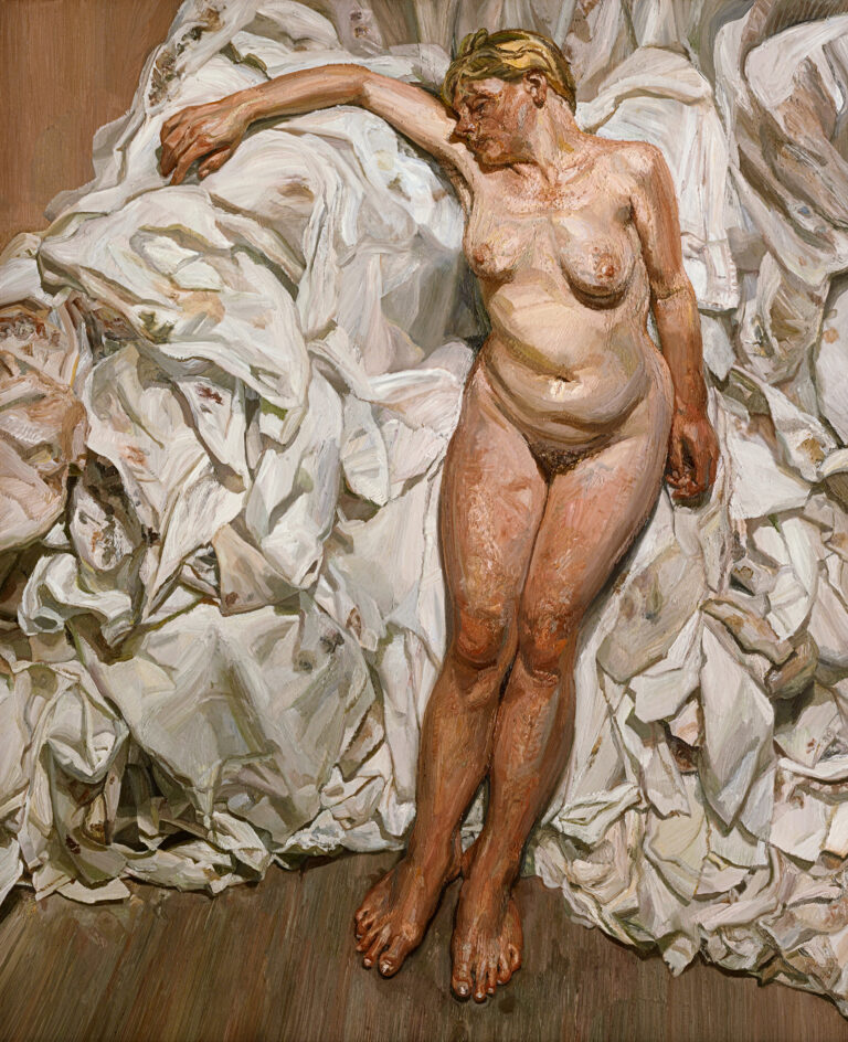 Lucian Freud, 'Standing by the Rags', 1988–89, oil paint on canvas