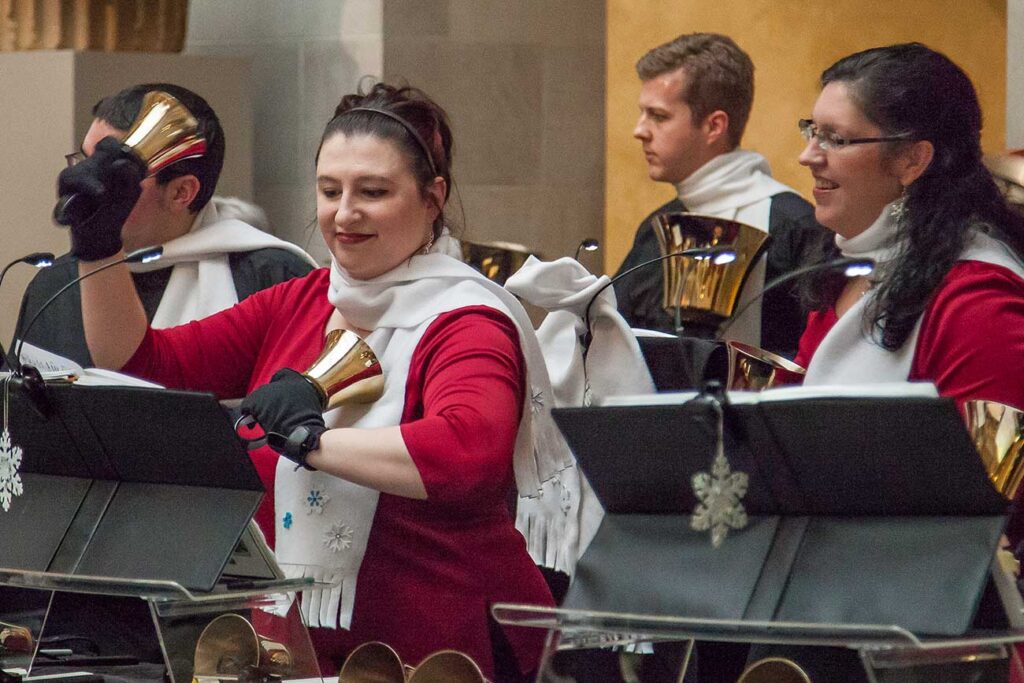 The Merrimack Valley Ringers performing in Renaissance Court