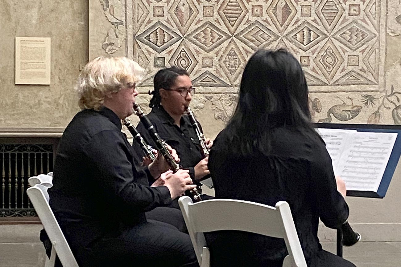 The Joy of Music Clarinet Ensemble performing in Renaissance Court