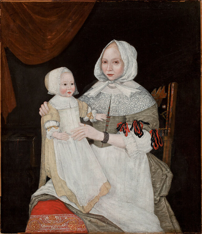 Freake-Gibbs Painter, 'Elizabeth Clarke Freake (Mrs. John Freake) and Baby Mary', about 1671–1674, oil on canvas