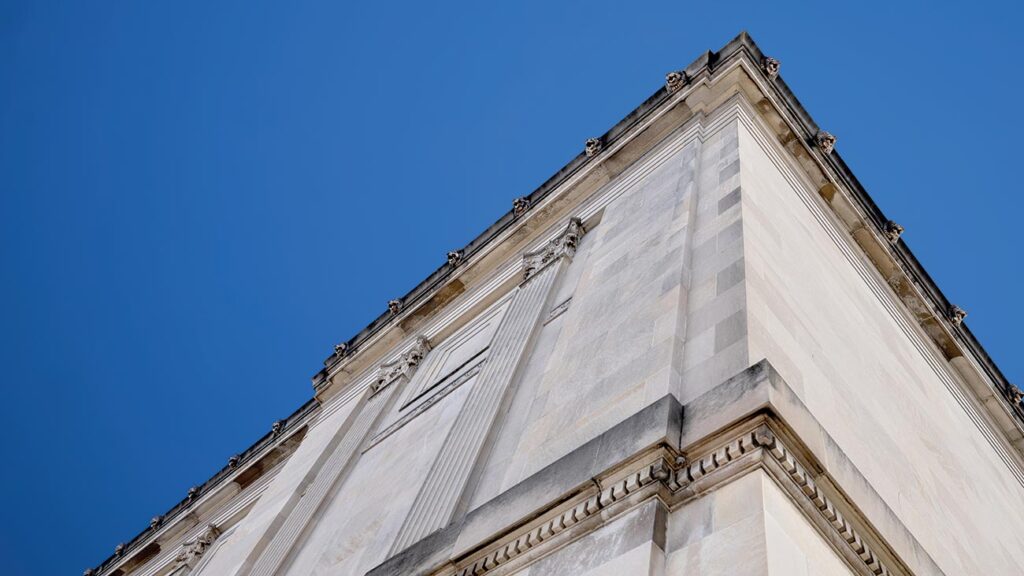 Detail of a corner of the Museum exterior