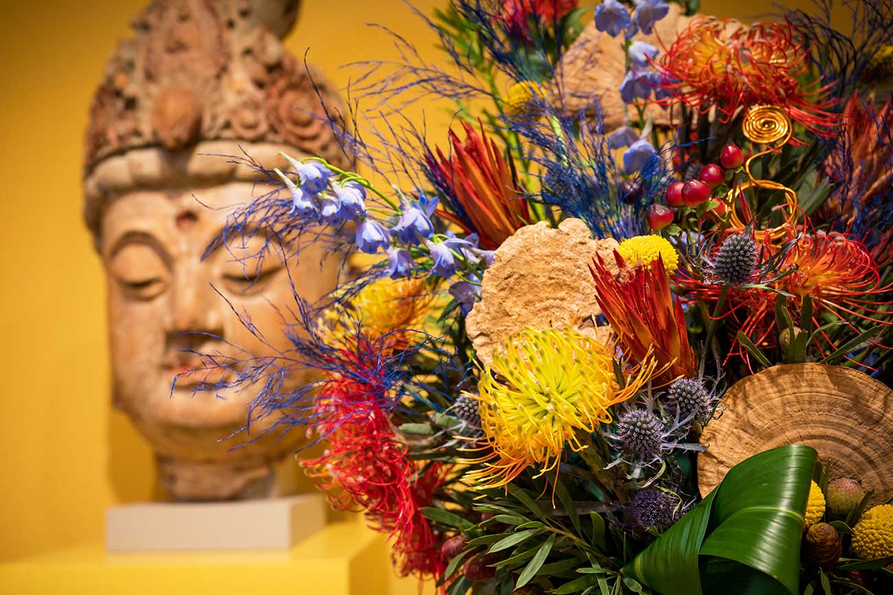 Floral interpretation of the Chinese sculpture 'Head of Guanyin'